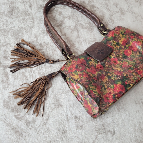Patricia Nash Rienzo Floral Italian Leather Purse Red Boho Vintage Style - Picture 2 of 9